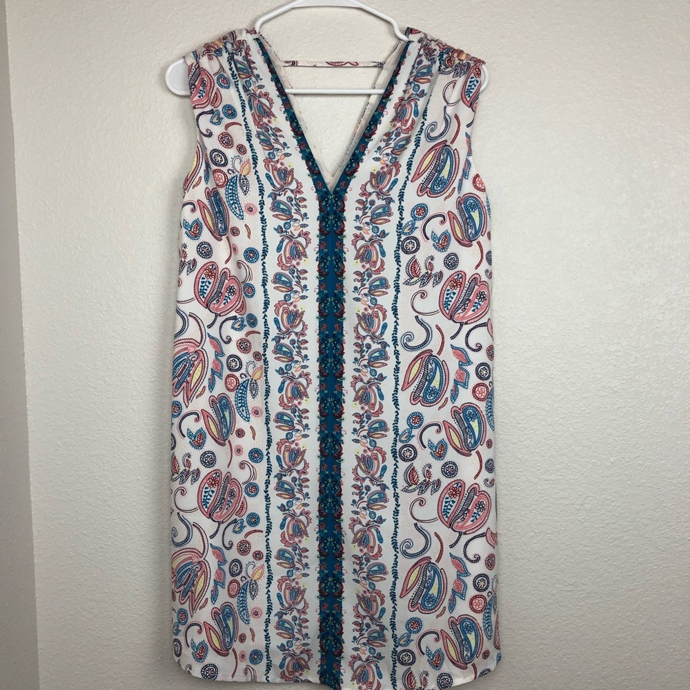 NWT loft paisley white shift dress keyhole